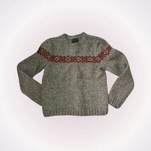 A&F Brown and Red Knit Wool Crewneck Sweater | Sz S